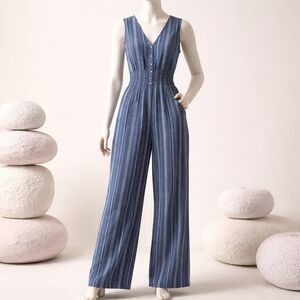 Japna Navy Striped Jumpsuit